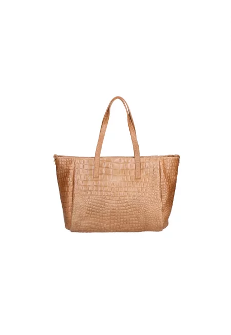 Кожена чанта с шагрен - Кафяв