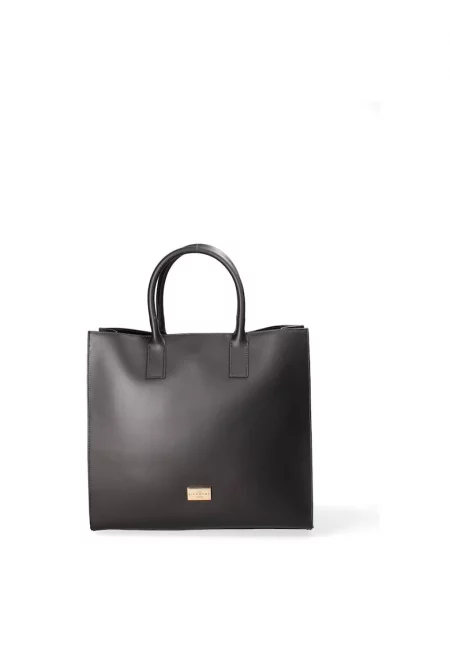 Кожена чанта Tote - Златист - Черен