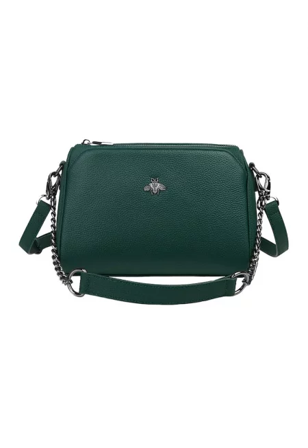 Кожена чанта за през рамо Caro - Тъмнозелен