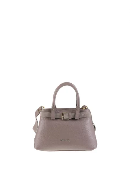 Кожена чанта за рамо Lumina Elite с тока - Сиво-кафяв