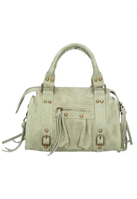 Кожена чанта за рамо от еко кожа - Аква зелено