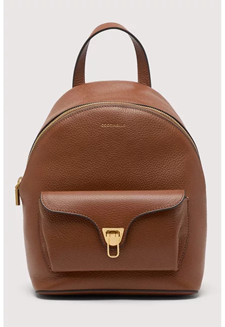 Кожена раница с лого Beat Generatio с лого - Коняк кафяв