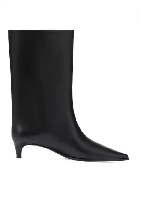 Кожени боти с ток - Черен