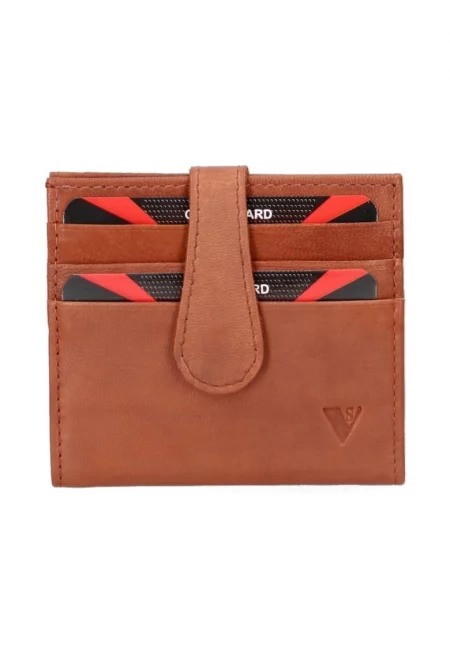 Кожено портмоне с двойно прегъване - Кафяв