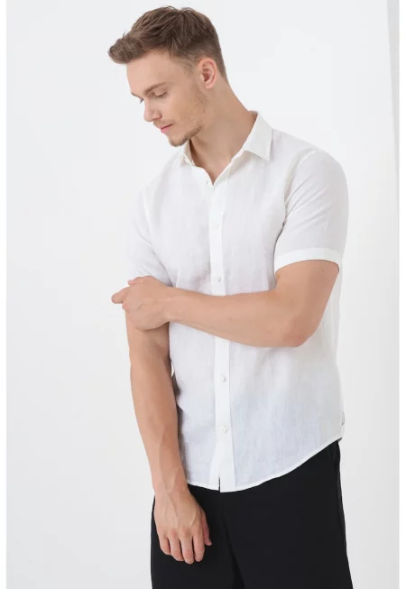 Ленена риза с къси ръкави
