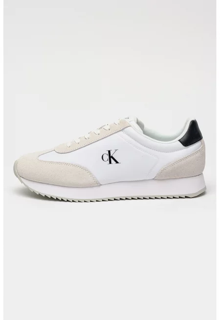 Маратонки под глезена Retro Runner с велур - Бял/Сив