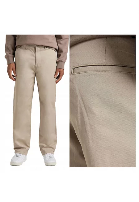 Мъжки къси панталони -  Relaxed Chino - Slim Fit - Средна талия - Дълги - Джобове - Цип - Памук - 45987 - Бежов