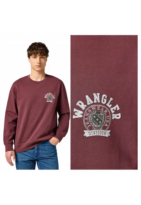 Мъжки суичър -  Crewneck Regular Fit - Обло деколте - Без джобове - Дълги ръкави - Памук - Без закопчаване - Червен