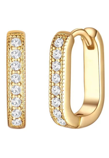 Обеци с 14К златно покритие и кристали - Златист/Жълт