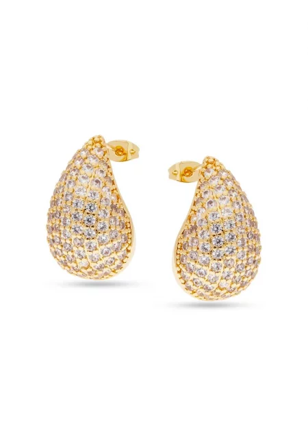 Обеци с кристали - Златист