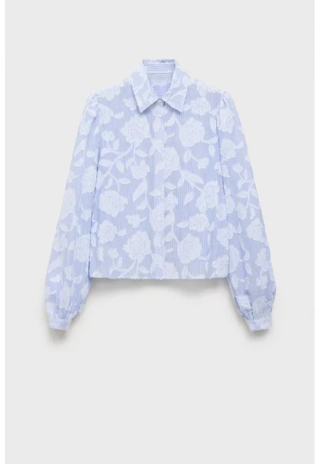 Памучна риза с бухнали ръкави