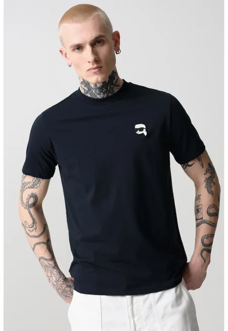 Памучна тениска с лого - Ултрамарин синьо