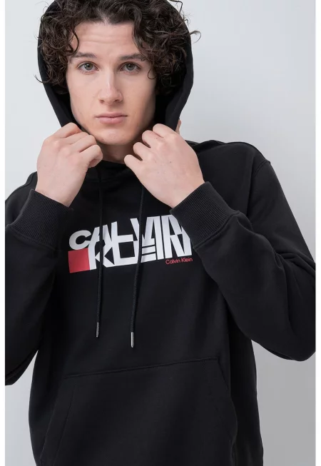 Памучно худи с лого - Червен/Черен/Бял