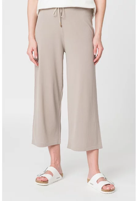 Панталон над глезена с регулируема талия - Сиво-бежов