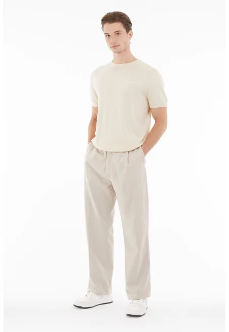 Плетена тениска с лого - Бежов