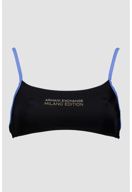 Плувно бюстие с лого - Черен/Син