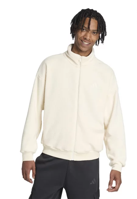 Плюшен суитшърт с цип - Крем