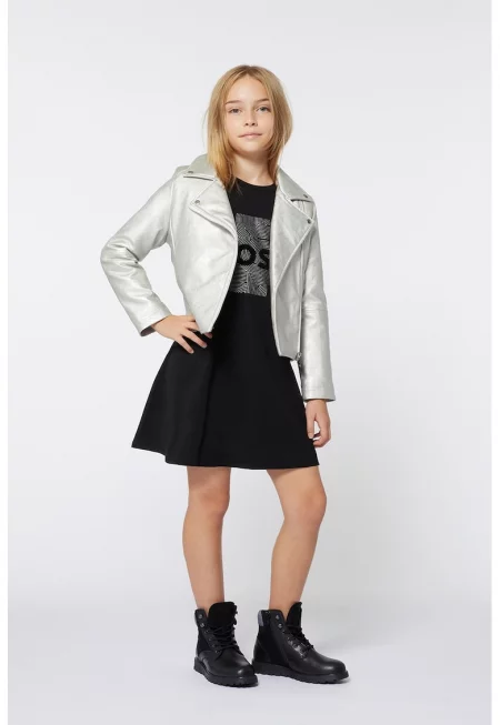 Разкроена рокля с лого - Черен