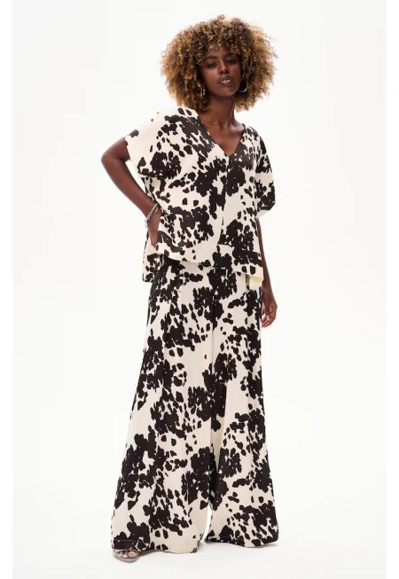 Разкроени дамски панталони с десен