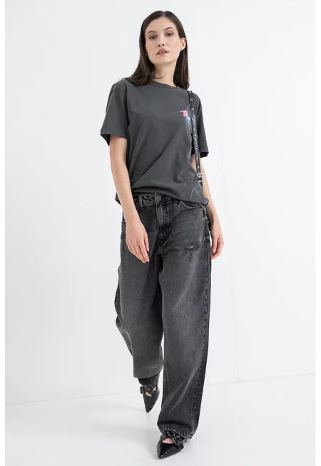 Разкроени дънки - Антрацитно сиво