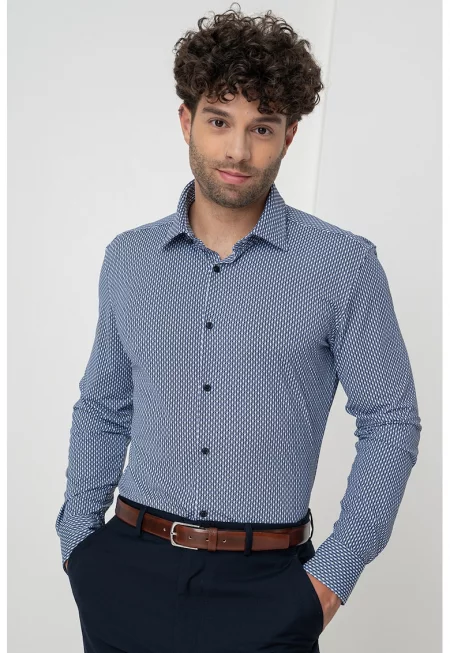 Риза Kenno с дълги ръкави - Бял/Син