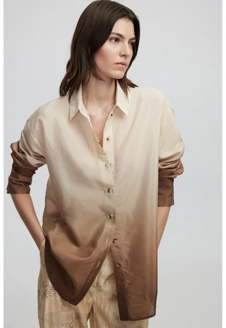 Риза с преливащи се цветове - Кафяв