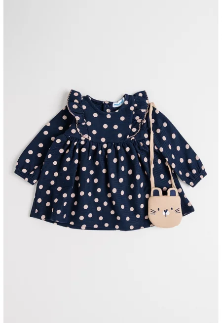 Рокля с дълги ръкави на точки