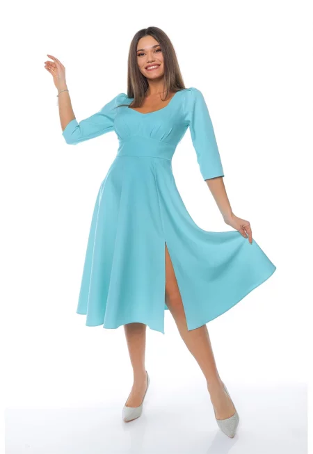 Рокля с цепка встрани - Небесносин