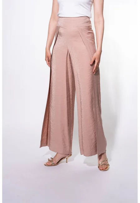 Широк панталон Fiorela с цепки встрани - Светлокафяв
