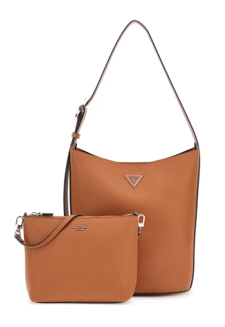 Шопинг чанта от еко кожа с отделящ се несесер - Мандарина