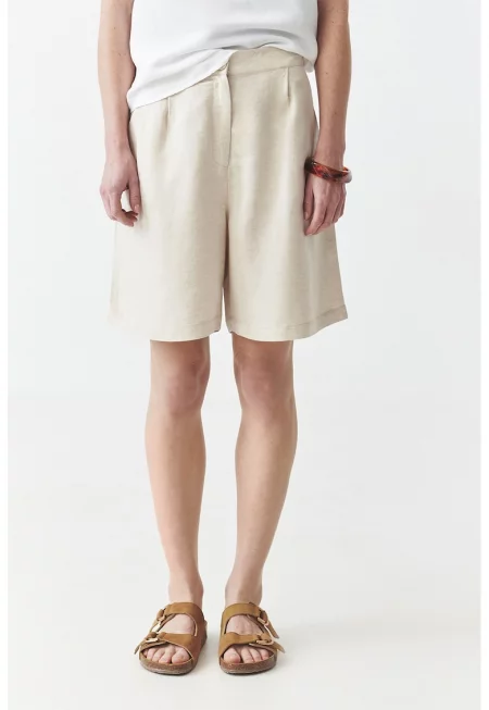 Шорти с лен - Бежов