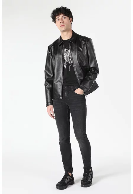 Силно прилепнали дънки Alex - Tъмносив