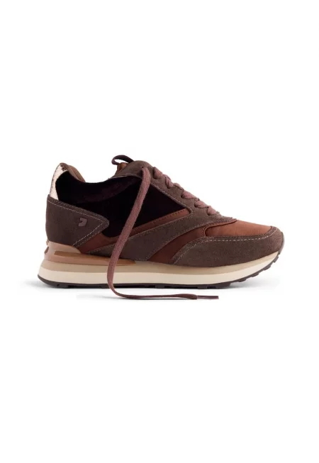 Скосени спортни обувки от велур - Кафяв