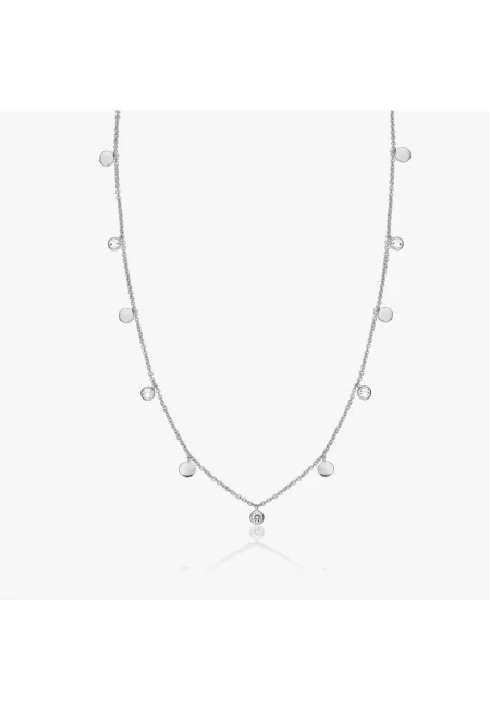 Сребърна огърлица Noora - бял топаз