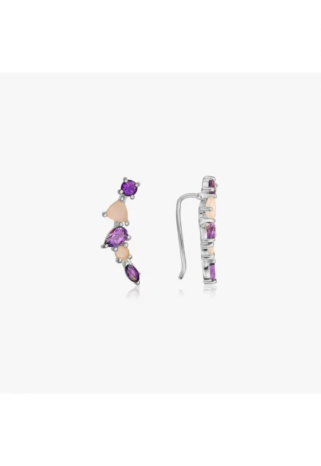 Сребърни обеци Валери - Аметист - Халцедон