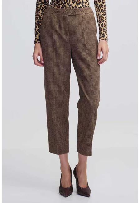 Стандартен скъсен панталон - Бежов меланж