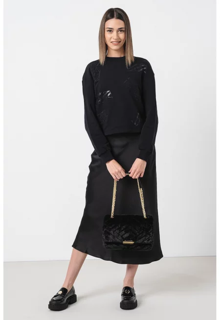 Суитшърт от памук с лого - Черен