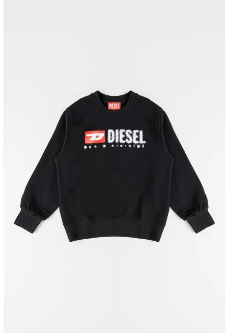 Суитшърт с памук с лого - Бял/Черен