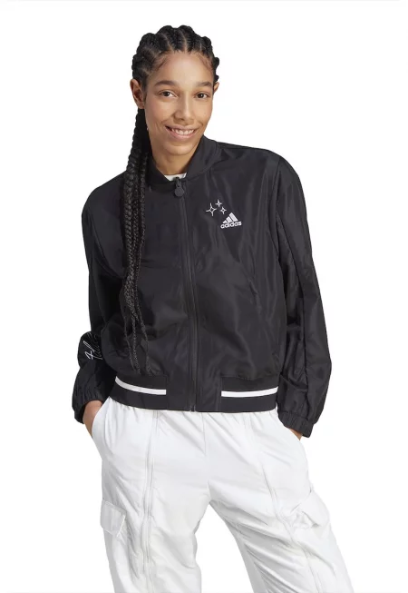 Свободно яке бомбър със скосени джобове - Черен