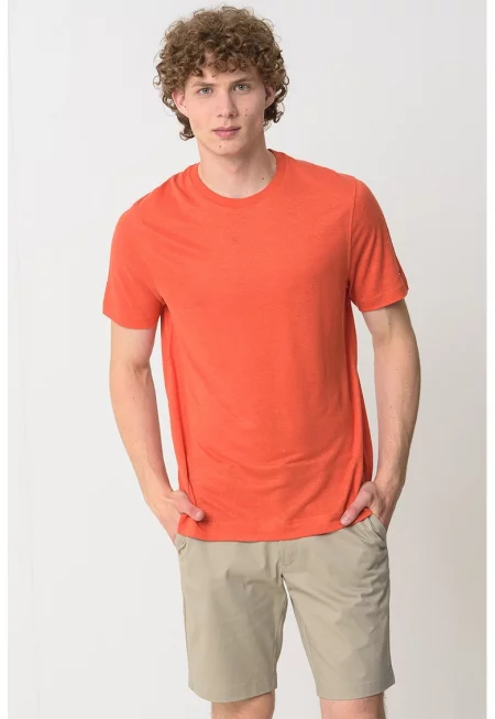 Тениска с лен - Оранжев