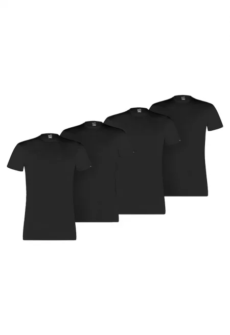 Тениска с овално деколте - 4 броя - Черен
