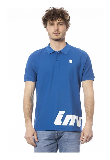 Тениска с яка и лого - Кралско Синьо