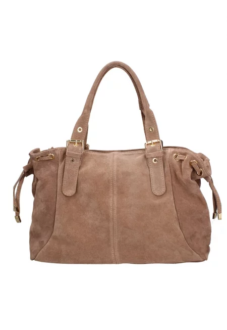 Велурена чанта за рамо с две отделения