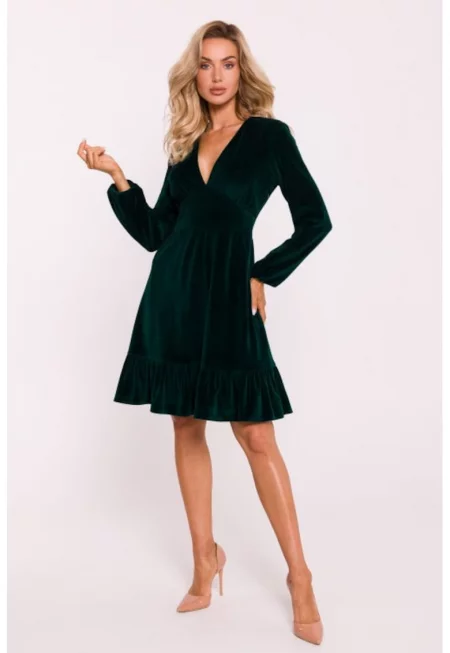 Велурена рокля с бюстие