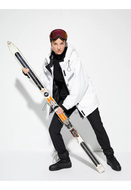 Ветроустойчив панталон с висока талия и колан - Черен