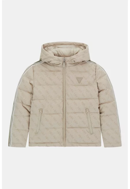 Яке с качулка и монограм - Светло бежово