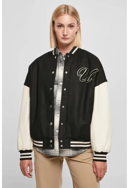 Яке с вълна и паднали ръкави - Бял/Черен