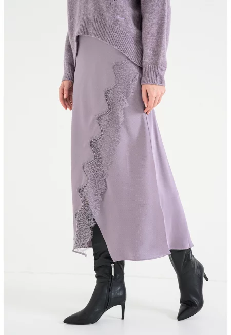 Застъпена пола Vlace с дантела - Бледа лила