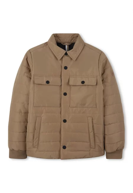 Зимно яке с джобове - Сиво-кафяв