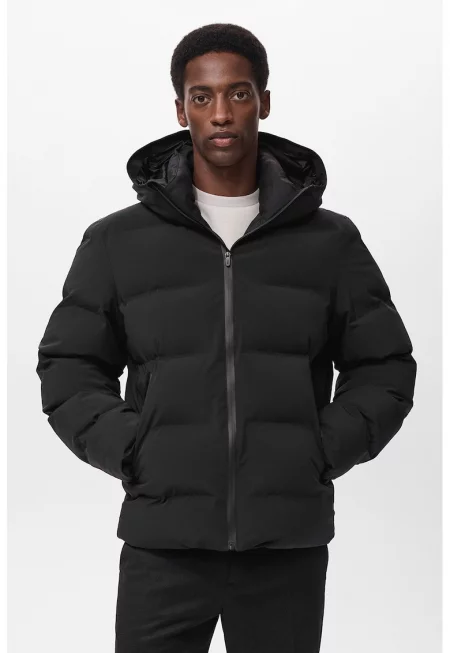 Зимно яке с непромокаема качулка - Черен -